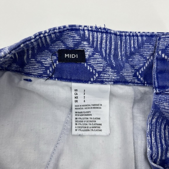 American Eagle Chino Shorts Women's 2 Blue All Over Print Midi Beach - Picture 8 of 9